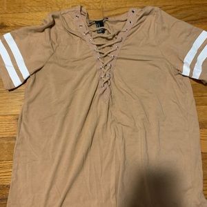 F21 lace up front jersey tee